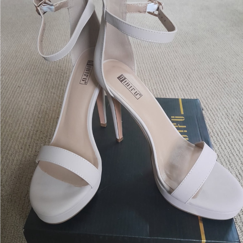 Aldo Cream Stiletto Heels with Ankle Strap
